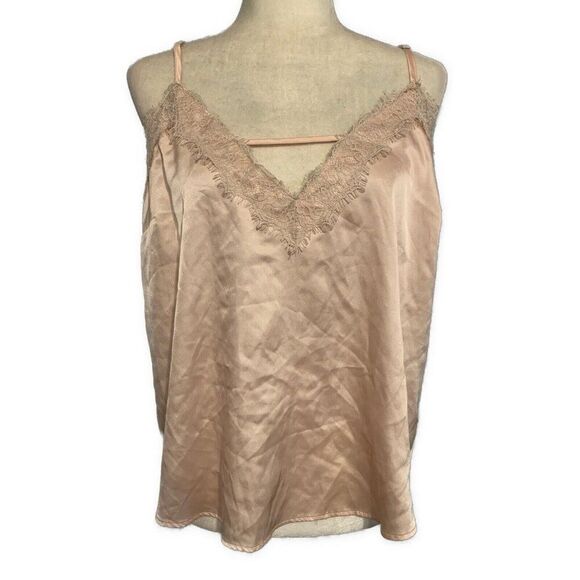 Forever 21 Womens Solid Light Pink Satin Lace Cami Tank Top 0x Plus - Picture 1 of 2